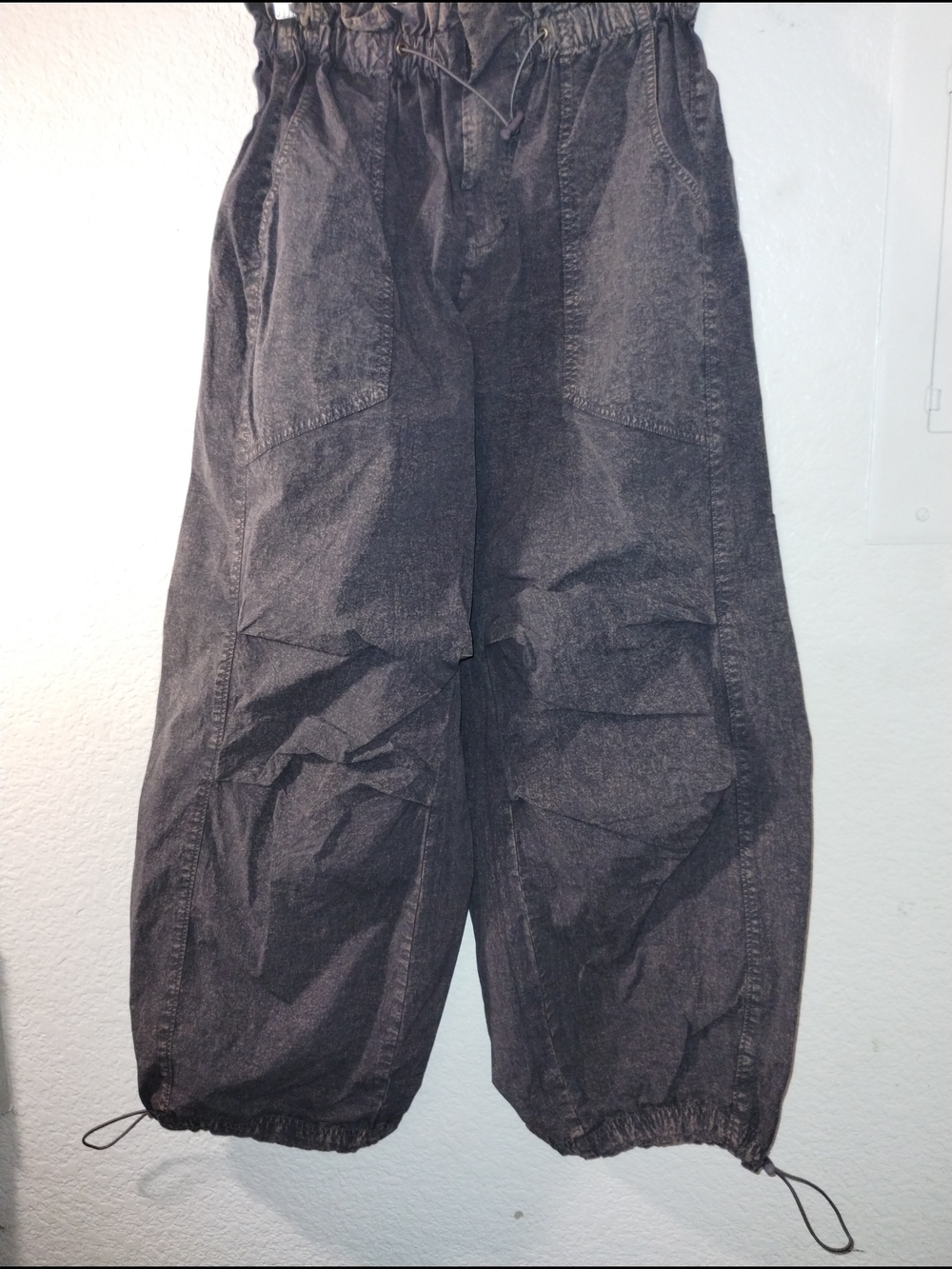Urban Outfitters Black Stone Wash Vibes sz Small Nylon Track Joggers
